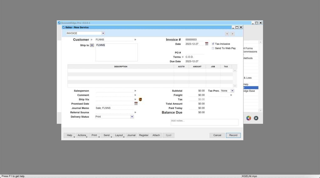 AccountEdge Screenshot.