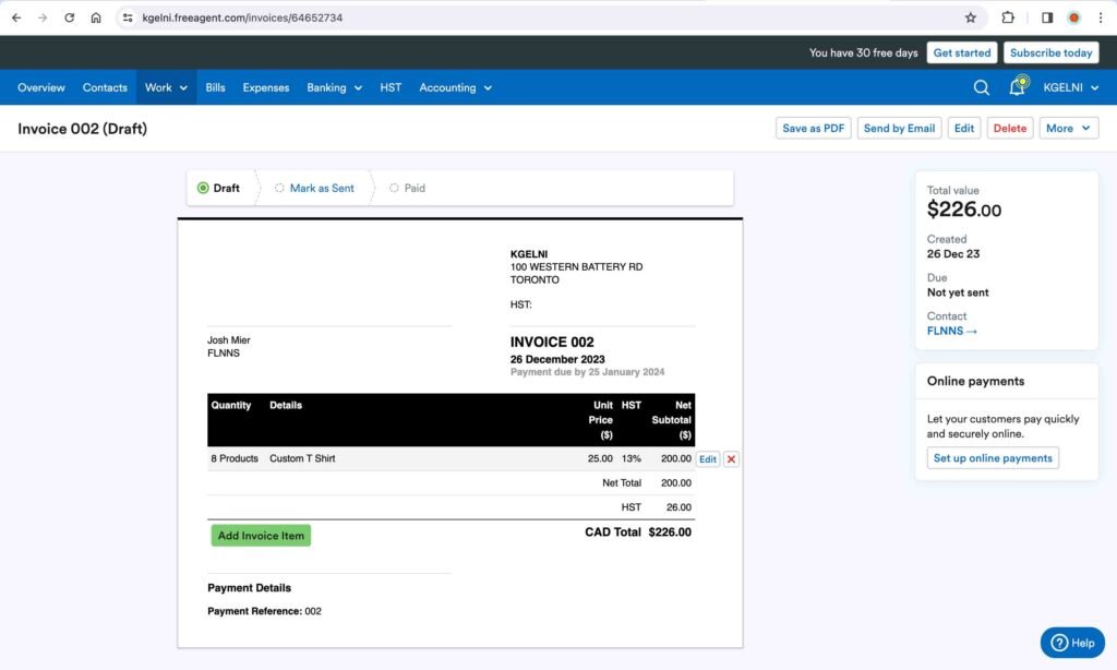 FreeAgent Screenshot.
