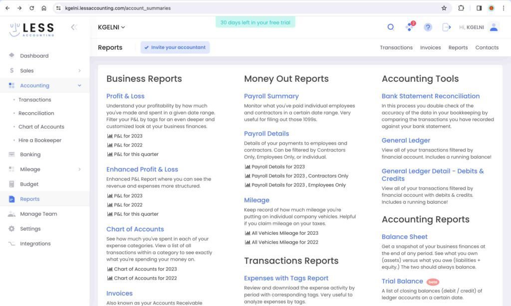 Less Accounting Screenshot.