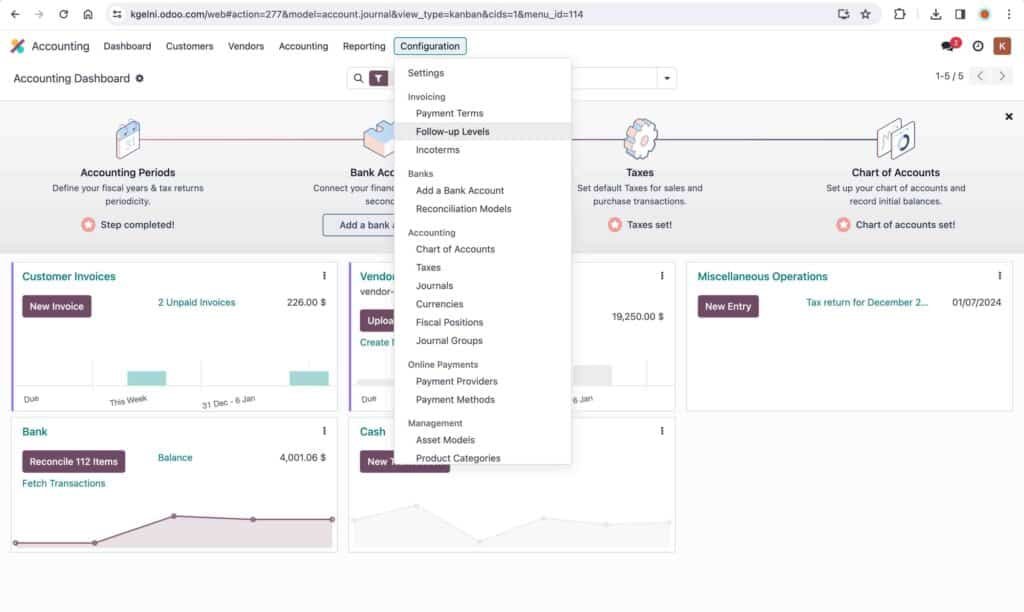 Odoo Accounting Software Screenshot.