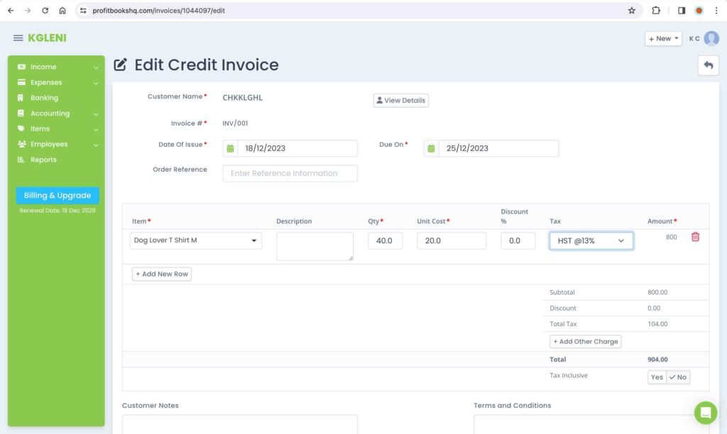 ProfitBooks Screenshot.