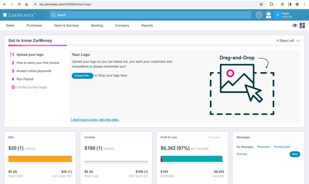 ZarMoney Accounting Software Screenshot.