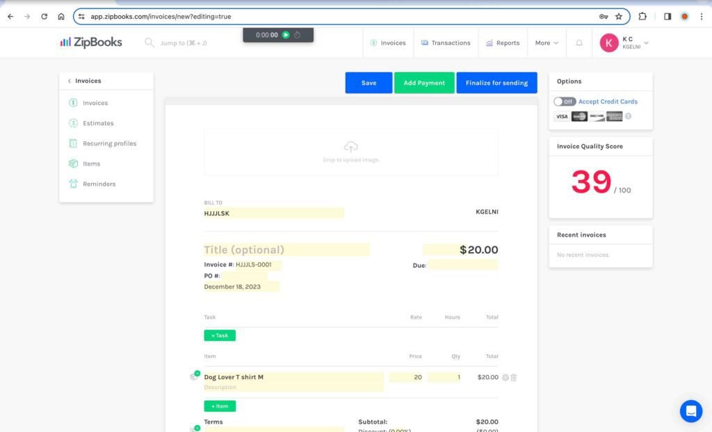 ZipBooks Screenshot.